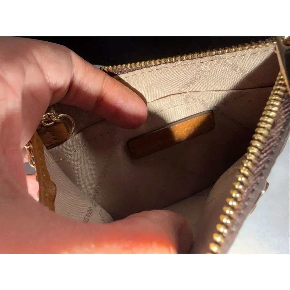 Michael Kors Fulton Small Top Zip Coinpouch With ID, Brown/Acorn - Picture 4 of 5